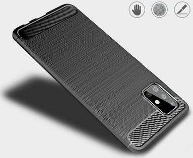 Mbrojtëse telefoni Lux Carbon për Samsung Galaxy M51, TPU fleksibël, strukturë karbon, e zezë