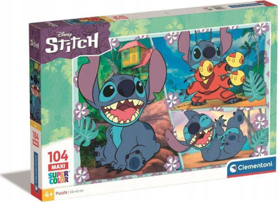 Puzzle Clementoni Supercolor Disney Stitch, 104 copa, karton, shumëngjyrësh