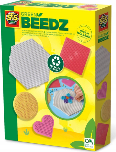 Set tabela pegboard SES Creative Green Beedz 06403, 4 copa, me ngjyra të ndryshme