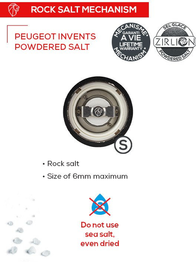 Mulli manual për kripë Peugeot Madras, 21 cm, sistem U Select, dru ulliri dhe çelik inox