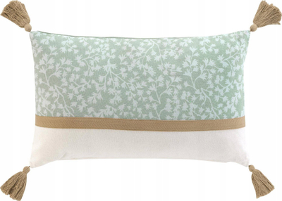Jastëk dekor me pompone Foliage Patterns, 30x50cm, jeshile sage
