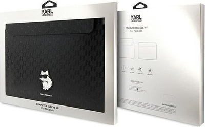 Husë laptopi Karl Lagerfeld Sleeve KLCS16SAKHPCK, 16\", lëkurë eko Saffiano, e zezë