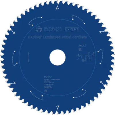 Teh sharre rrethore Bosch EXPERT për panele të laminuara me bateri, 216mm, 66 dhëmbë, blu
