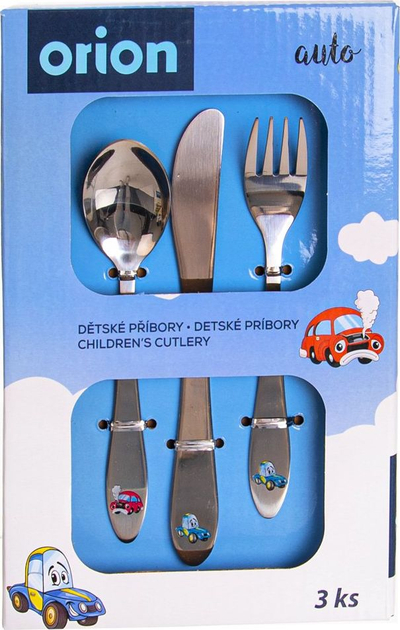Set bestekësh për fëmijë, 3 pjesë, motiv makina, shumëngjyrësh