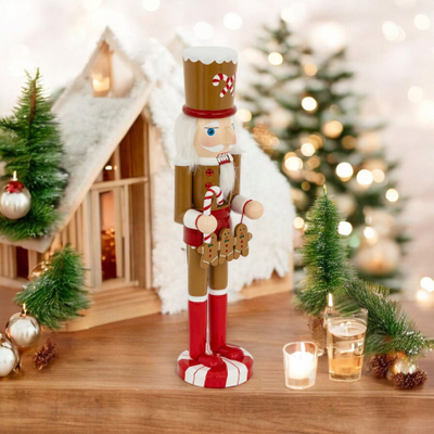Figurinë dekorative FÉÉRIC LIGHTS &amp; CHRISTMAS Nutcracker Babadimër, dru, 38cm, e kuqe
