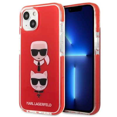 Kapak telefoni Karl Lagerfeld Karl and Choupette për iPhone 13, TPE, i kuq