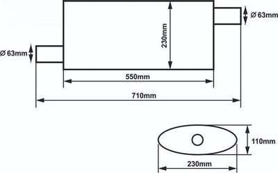 Sustë qendrore auspuhi SLIDE 304SS, diametër 63.5mm, gjatësi 550mm, argjend