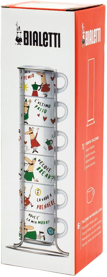 Set filxhanësh kafeje Bialetti Bi Tazzine Italia, porcelan, 6 copë, shumëngjyrësh