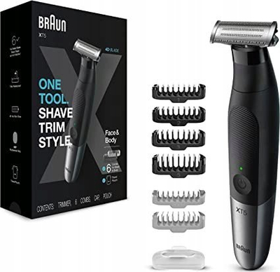 Trimmer mjekre Braun XT5200, 1 5 mm, pa kabllo, i zi argjendtë