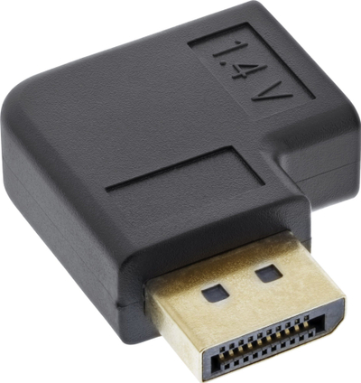 Adapter DisplayPort InLine, mashkull në femër, kënd majtas, i zi