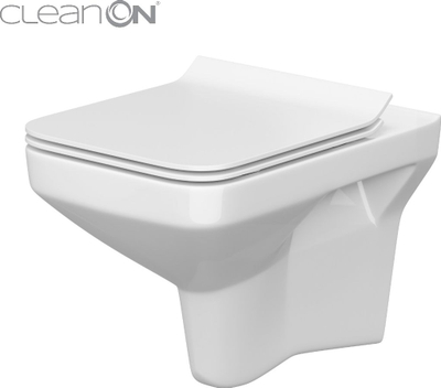WC pezull Cersanit Como Cleanon, ulëse Slim Soft Close, e bardhë