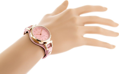 Orë dore G. Rossi Lesti ZG631W, kuarc, rrip lëkure, rozë rosegold