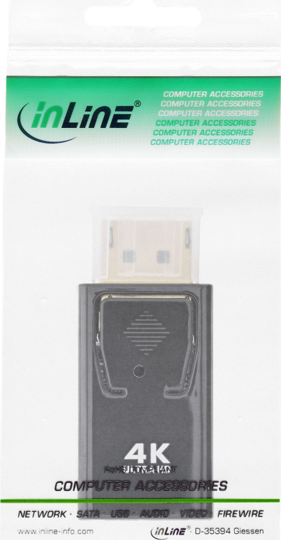 Adapter DisplayPort në HDMI InLine, 4K 60Hz, me audio, i zi