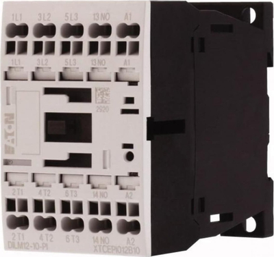 Kontaktor Eaton DILM12-10, spirale 24V DC, 3 pole 12A 5.5kW, gri