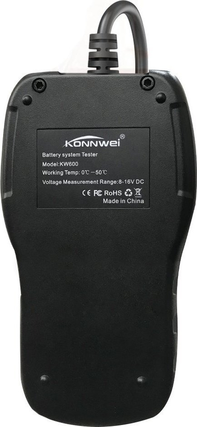 Tester baterie Konnwei KW600, për bateri 12V, ekran LCD, gri
