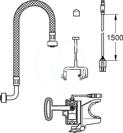 Set instalimi automatik tualeti Grohe, kabllo 150 cm, lidhëse fleksibël, i bardhë