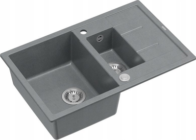 Lavaman kuzhine GraniteQ MORGAN 156, 1.5 kupa, me sifon Push To Open, gri Silver Stone