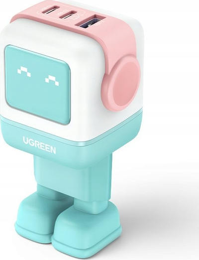 Karikues Ugreen Nexode RG Robot GaN, 65W, 2x USB C dhe USB A, rozë blu