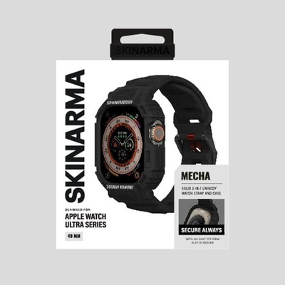 Rrip me kornizë Skinarma Mecha 2-in-1 për Apple Watch 49mm, TPU, i zi