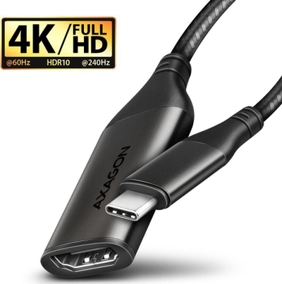Adapter kabllo USB C në HDMI Axagon RVC HI2M, 4K 60Hz, 25cm, alumin i argjendtë