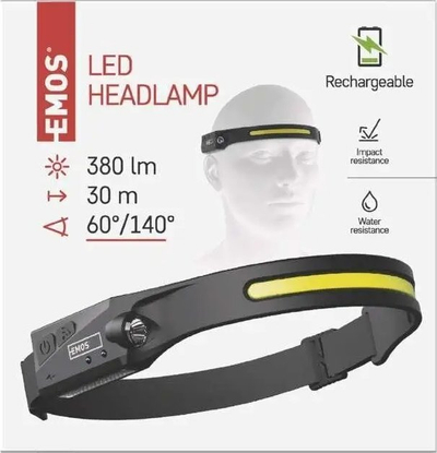 Fener për në kokë LED, i rikarikueshëm me USB, me sensor lëvizjeje, i lehtë
