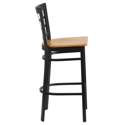 Karrige bar Flash Furniture me ulëse druri natyral dhe kornizë metalike të zezë, 27.13 inç