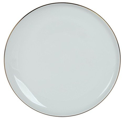 Pjatë shërbimi Domoletti, 26cm, buzë ari, e bardhë