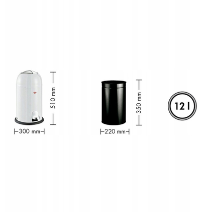 Kos mbeturinash Wesco Kickmaster Junior 8012192, 12L, me pedale, i bardhë
