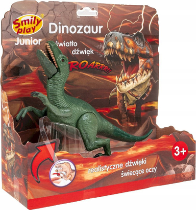 Lodër dinosaur Smily Play Green Raptor, me dritë e zëra, jeshil