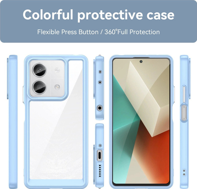Maskë Outer Space për Xiaomi Redmi Note 13 Pro Plus, xhel TPU hibride, pjesa mbrapa transparente, blu e çelët