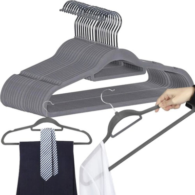 Set varëse rrobash Ruhhy, 20 copë, kadife, gri