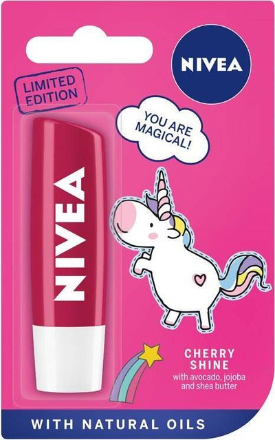 Balsam buzësh Nivea Cherry Shine, vaj avokado, për kalamajt, rozë