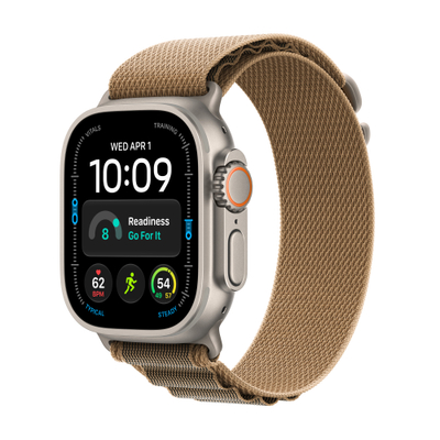 Apple Watch Ultra 4 Cellular 49mm Natural Titanium Case with Desert Alpine Loop, M
