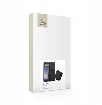 Mbulesë portofol Tech-Protect për Galaxy Z Flip 7, lëkurë eko, mbyllje magnetike, e zezë