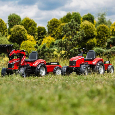 Traktor lodër me pedale Falk Massey Ferguson 8740S FA4010AB, me rimorkio, për kalamaj 3-7 vjeç, i kuq
