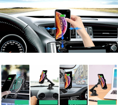 Mbajtëse telefoni për makinë Choetech, karikues wireless 10W, e zezë