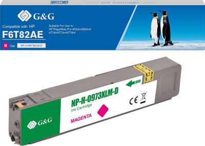 Kartush boje G&G NH-R00973XLM, kompatibil me HP 973X F6T82AE, 110ml, magenta