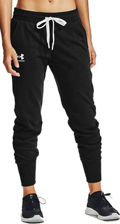 Pantallona treningu Under Armour Rival Fleece W 1356416 001, për goca, me bel me gomë, të zeza