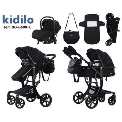 Karrocë për bebe Kidilo G600 3në1, e zezë