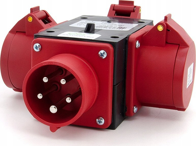 Трифазен адаптер Triple Splitter P003W, 32A 5P 400V, IP44, во црвена и црна боја