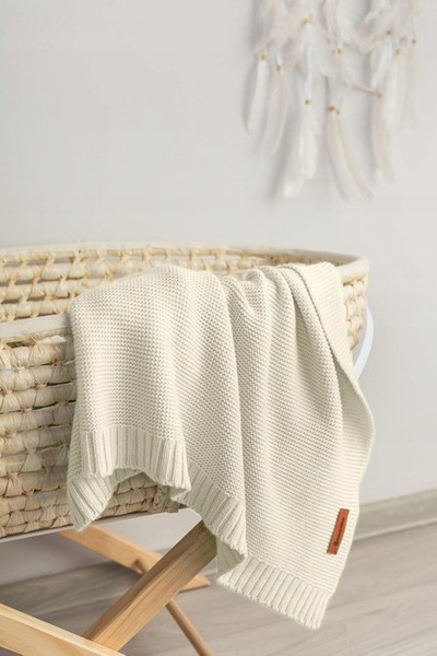 Batanije për bebe Sensillo Bamboo Cotton, 80x100 cm, krem Banana Ice Cream