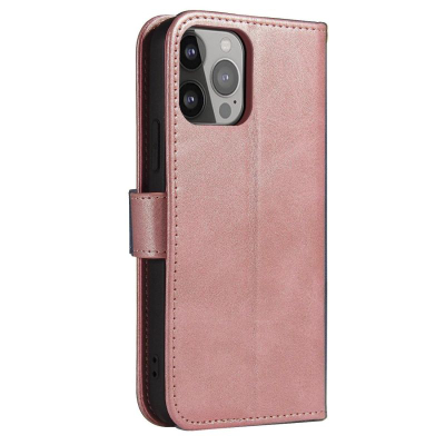 Футрола за телефон Hurtel Magnet Case за iPhone 16e, со капак, розова металик