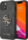 Kllëf telefoni Guess 4G me logo metal, për iPhone 13, PU, gri