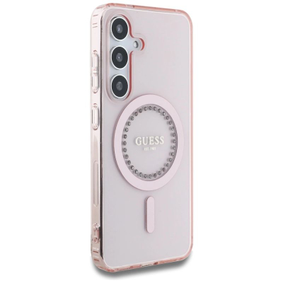 Mbulesë telefoni Guess Guhms25Spftdtep për Samsung S25, me magnet, me rhinestones, rozë