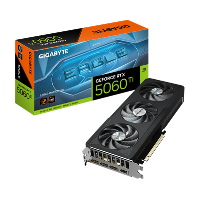 Kartë grafike GIGABYTE GeForce RTX 5060 Ti EAGLE MAX OC, 16GB GDDR6, PCIe 4.0