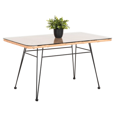 Tavolinë për kafe për ambient të jashtëm Allegra 95×55×51,5 cm (HM6076), zezë/ bezhë