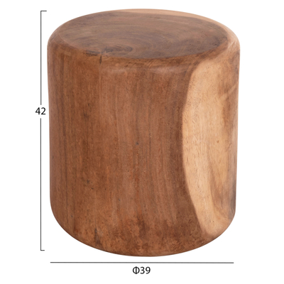 Tabure HM ROUND STOOL TOBI HM9791.11, dru masiv Suar, 39x42 cm, ngjyrë natyrale