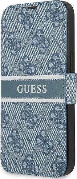 Футрола книга Guess 4G Stripe за iPhone 13 Pro, со капак, сина
