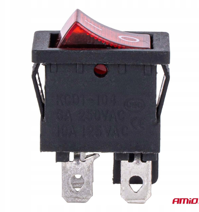 Çelës lëkundës AMiO 04439, 6A 250V, me ndriçim, i kuq