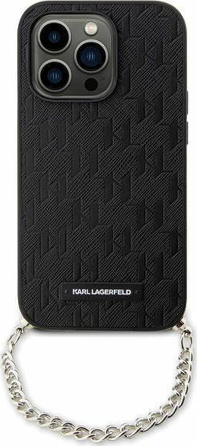 Mbulesë telefoni Karl Lagerfeld KLHCP14SSACKLHPK, për iPhone 14, hardcase Saffiano, e zezë
